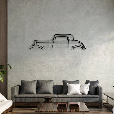 3 Window 1932 Classic Silhouette Metal Wall Art - Automotive Garage Decor