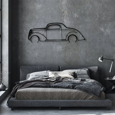 3 Window Coupe 1937 Classic Silhouette Metal Wall Art - Automotive Garage Decor