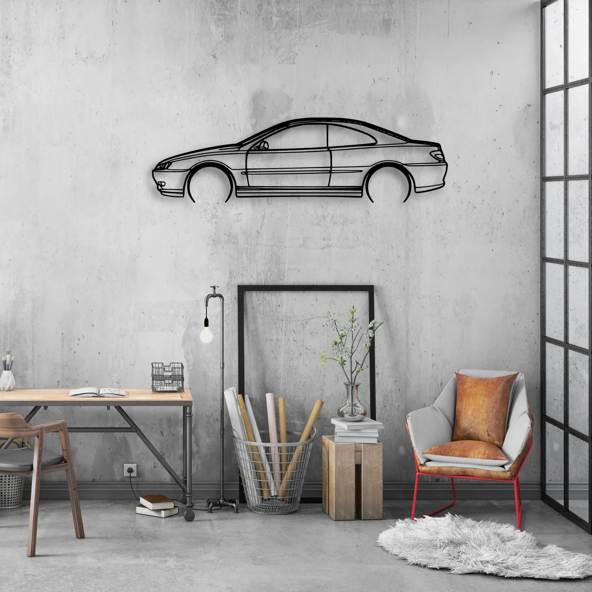 406 Coupe 1999 Classic Silhouette Metal Wall Art - Automotive Garage Decor