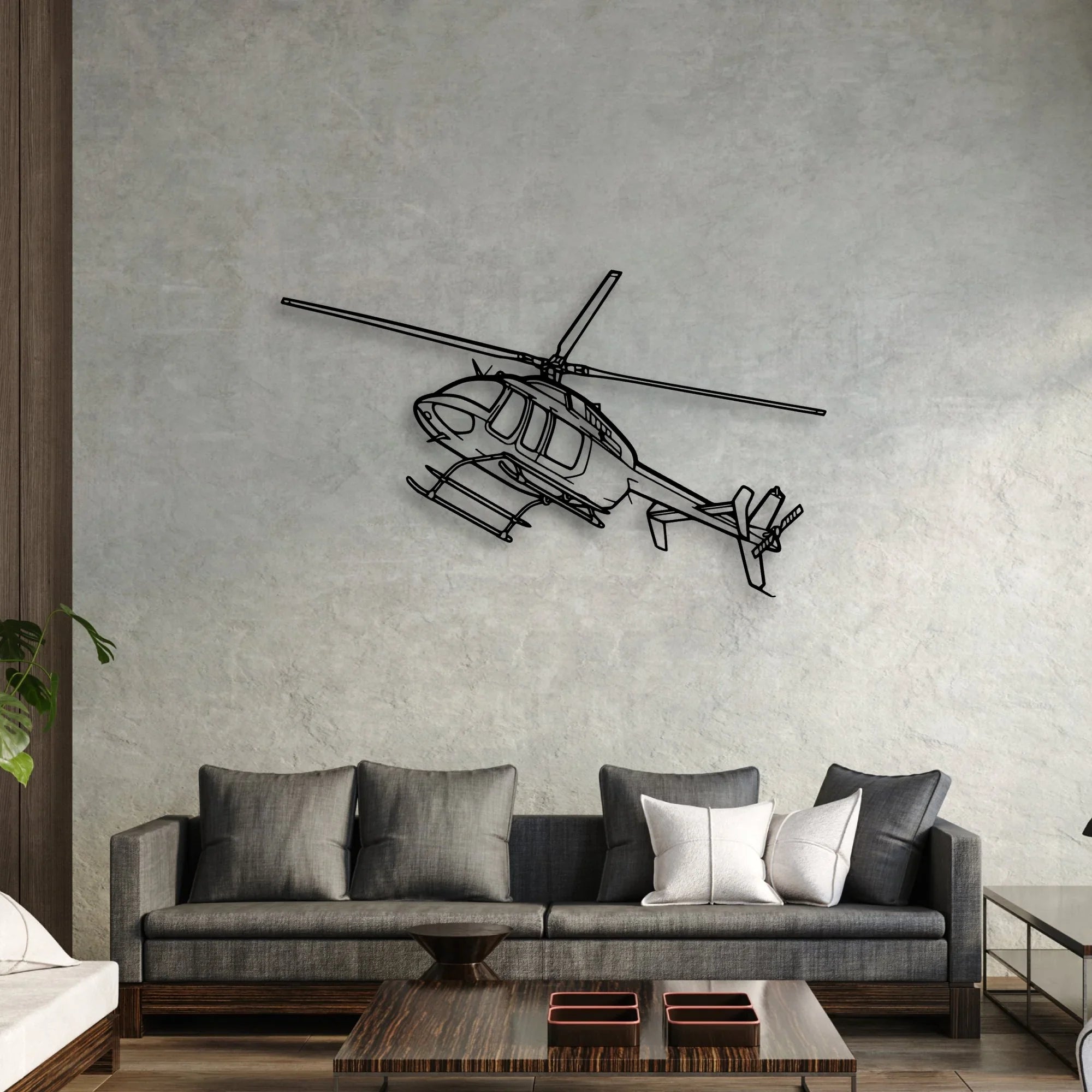 407GX Classic Aircraft Silhouette Metal Wall Art - Aviation Hangar Decor