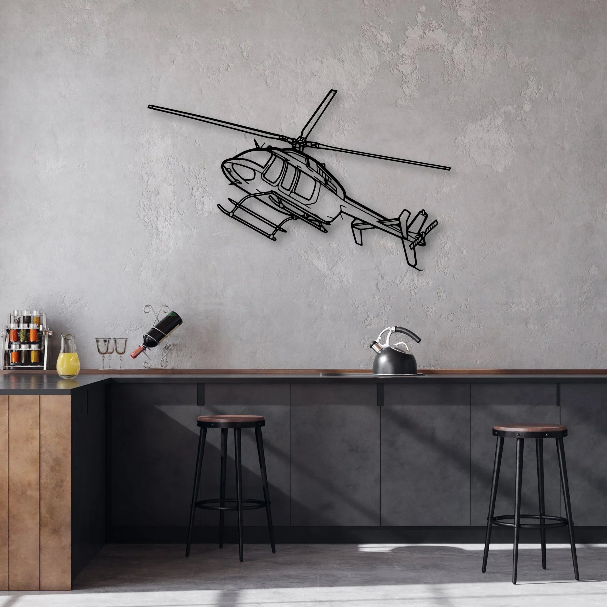 407GX Classic Aircraft Silhouette Metal Wall Art - Aviation Hangar Decor
