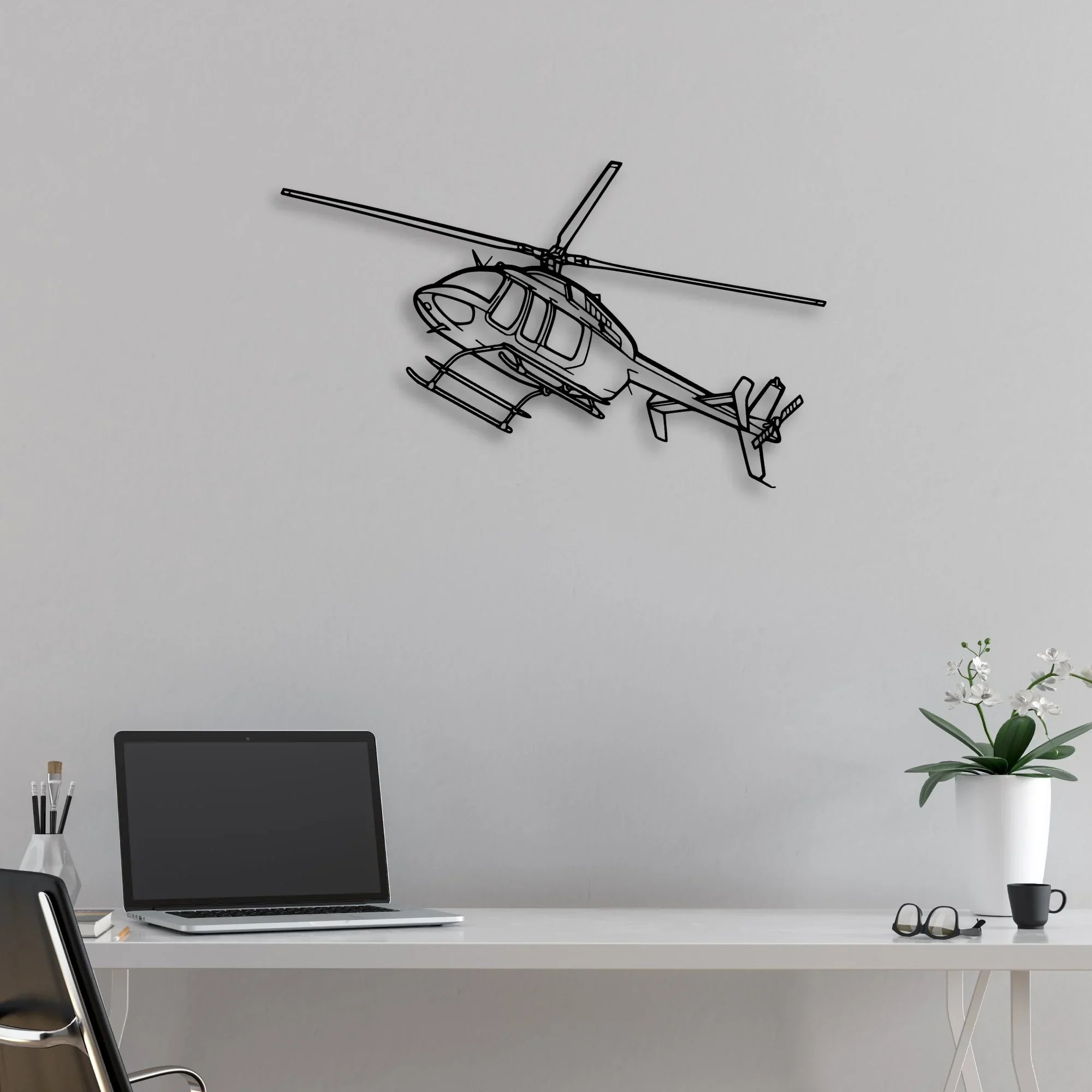 407GX Classic Aircraft Silhouette Metal Wall Art - Aviation Hangar Decor