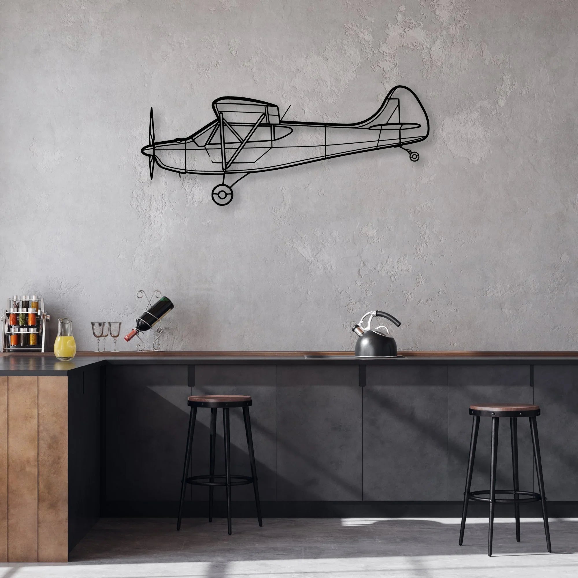 421C 3 Classic Aircraft Silhouette Metal Wall Art - Aviation Hangar Decor