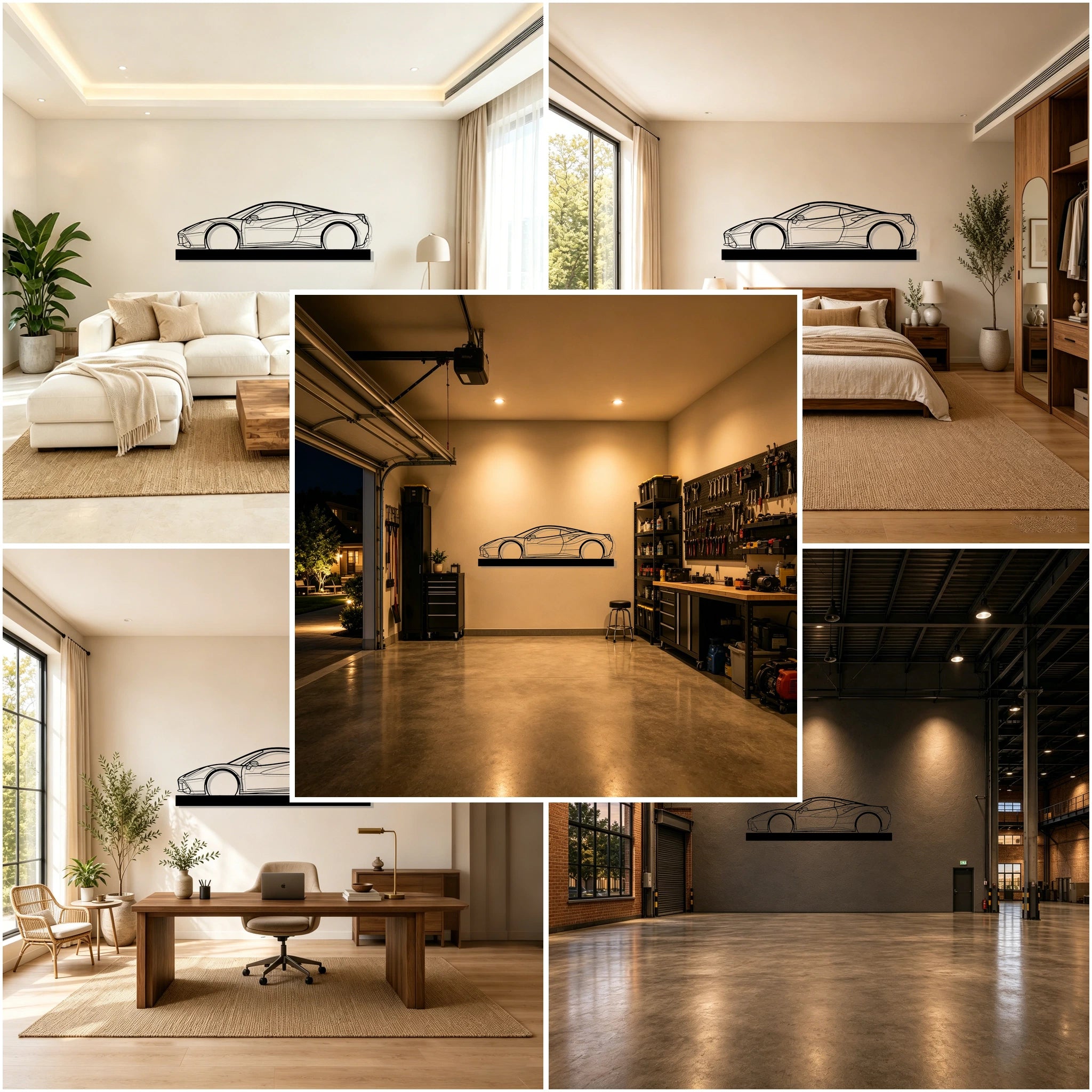 488 GTB Silhouette Metal Art Stand - Classic Car Garage Decor