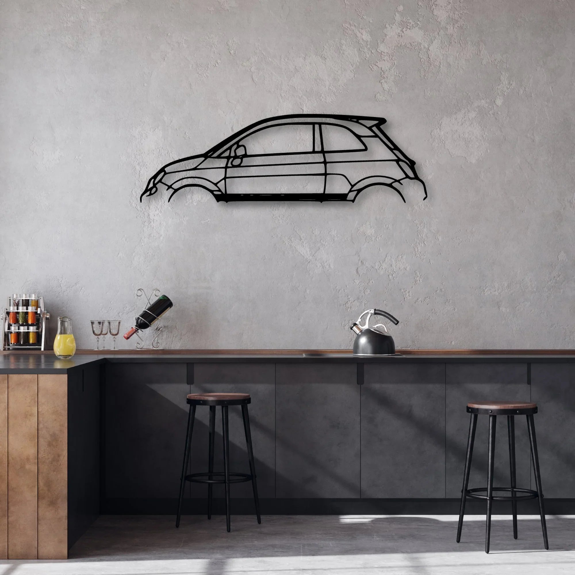500 Abarth Classic Silhouette Metal Wall Art - Automotive Garage Decor