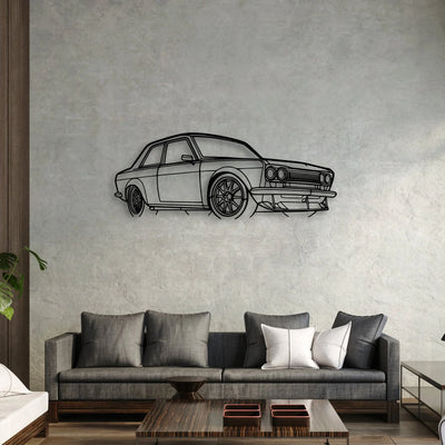510 1973 Angle Classic Silhouette Metal Wall Art - Automotive Garage Decor