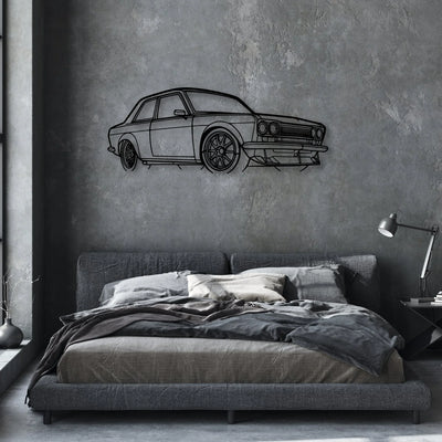 510 1973 Angle Classic Silhouette Metal Wall Art - Automotive Garage Decor