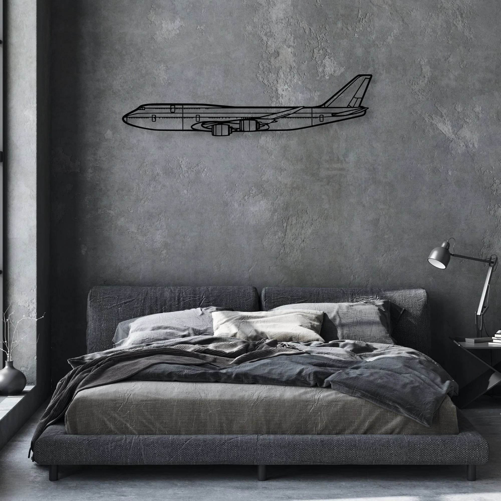747 400F Classic Aircraft Silhouette Metal Wall Art - Aviation Hangar Decor