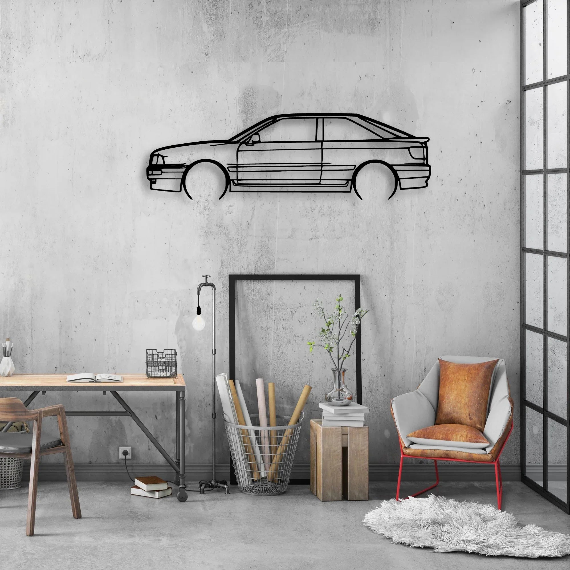 80 S2 1992 Classic Silhouette Metal Wall Art - Automotive Garage Decor