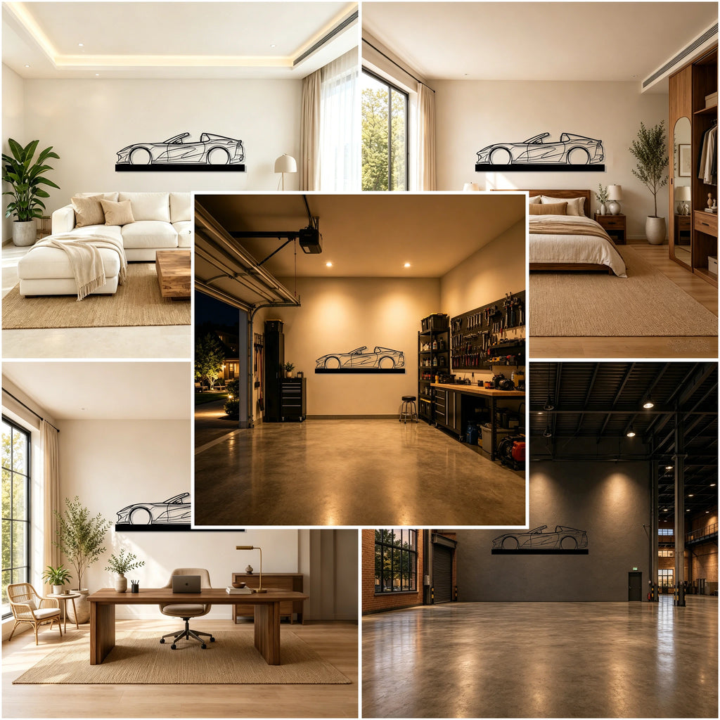 812 GTS Silhouette Metal Art Stand - Classic Car Garage Decor