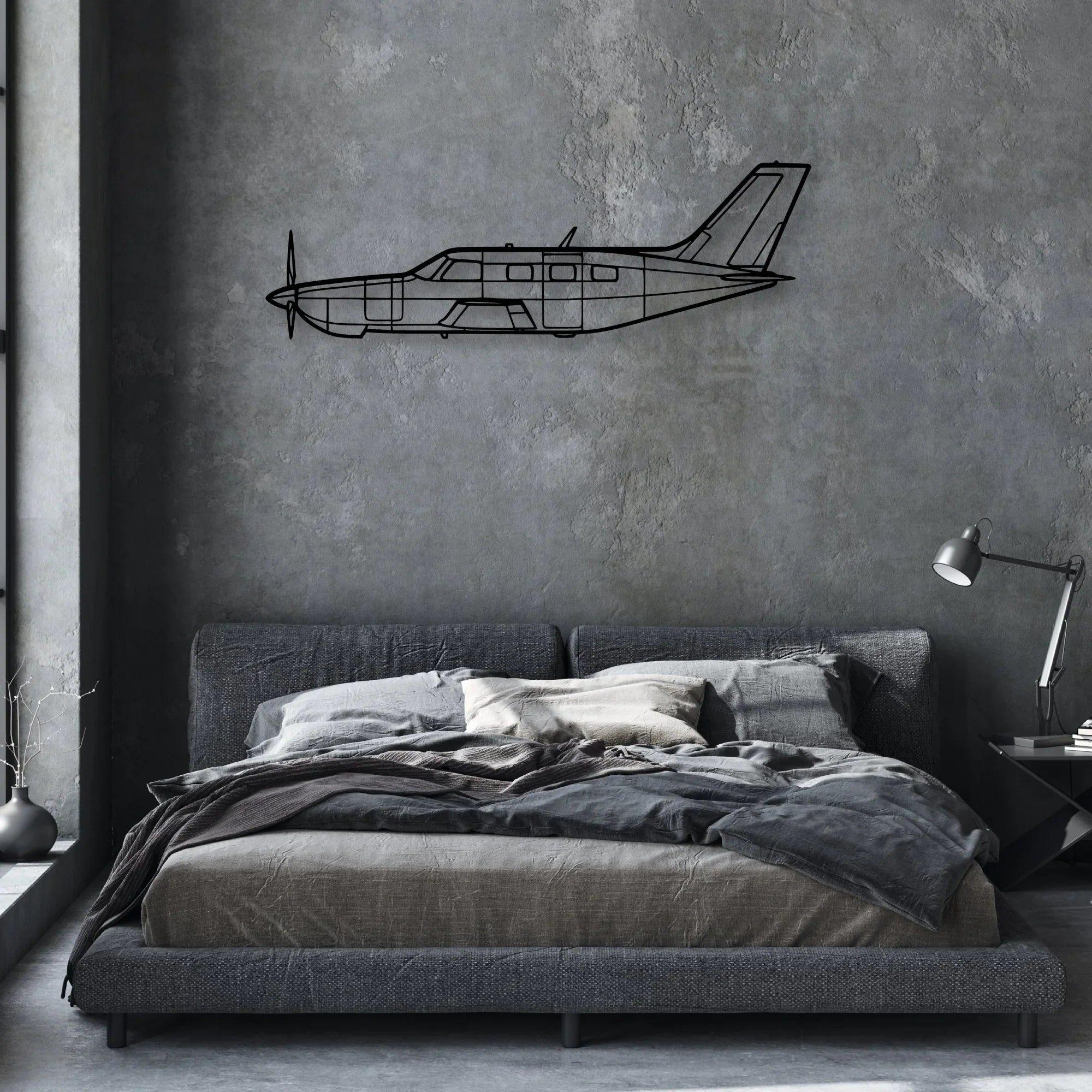 95 B55 Baron Classic Aircraft Silhouette Metal Wall Art - Aviation Hangar Decor