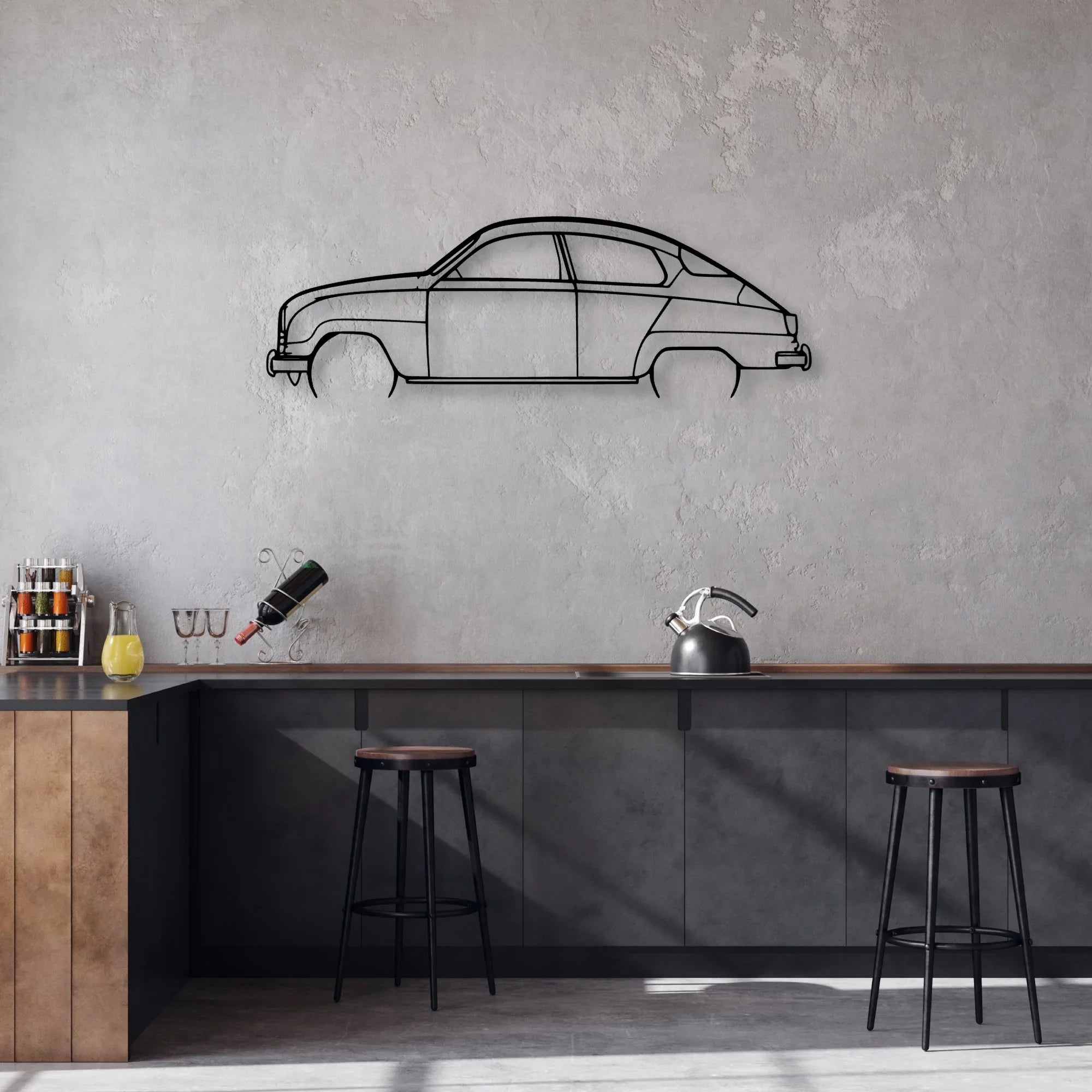 96 Yearmodel 1964 Classic Silhouette Metal Wall Art - Automotive Garage Decor