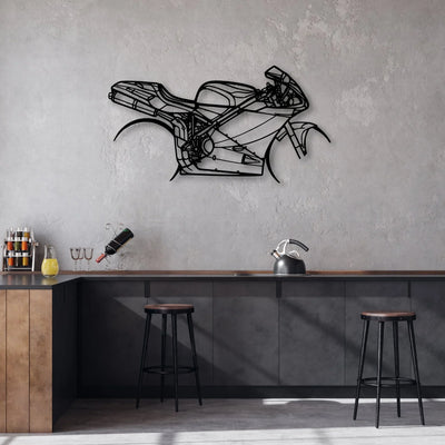 996S 2001 Classic Motorcycle Silhouette Metal Wall Art - Moto Garage Decor