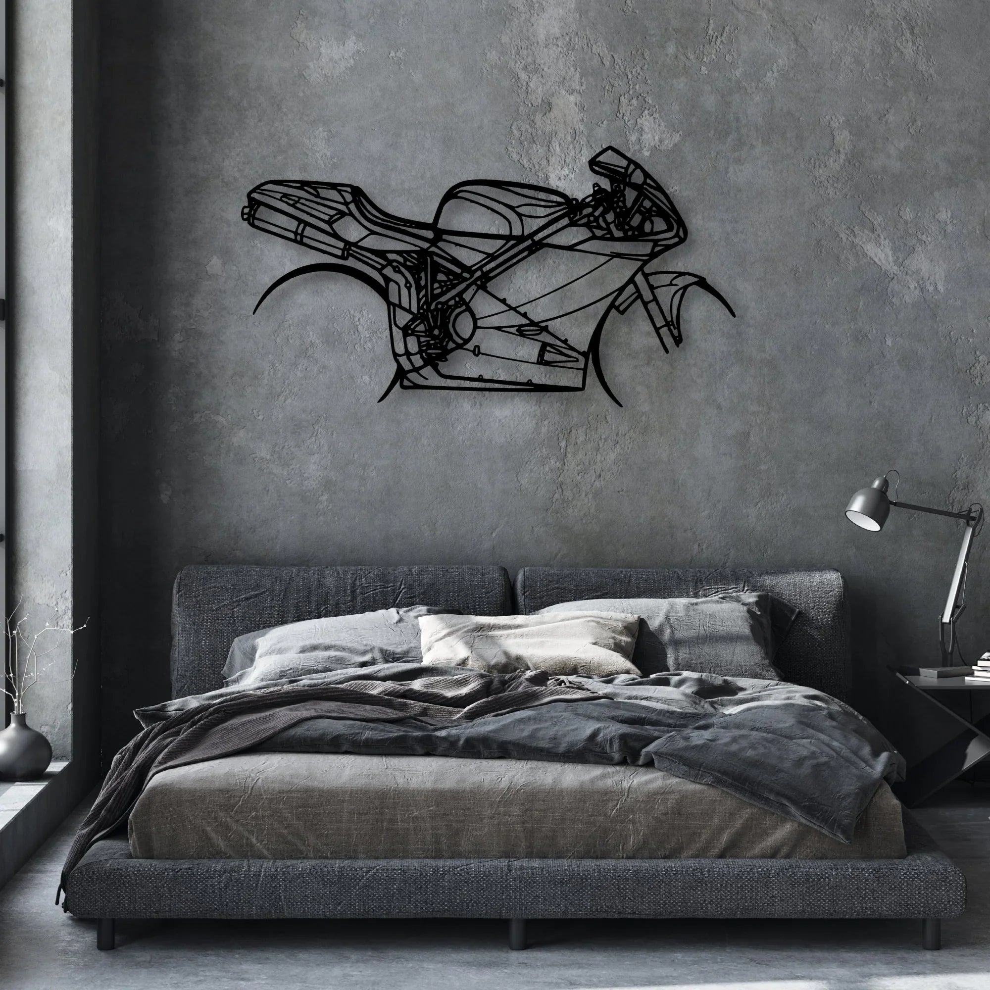 996S 2001 Classic Motorcycle Silhouette Metal Wall Art - Moto Garage Decor