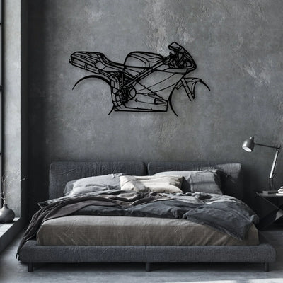996S 2001 Classic Motorcycle Silhouette Metal Wall Art - Moto Garage Decor
