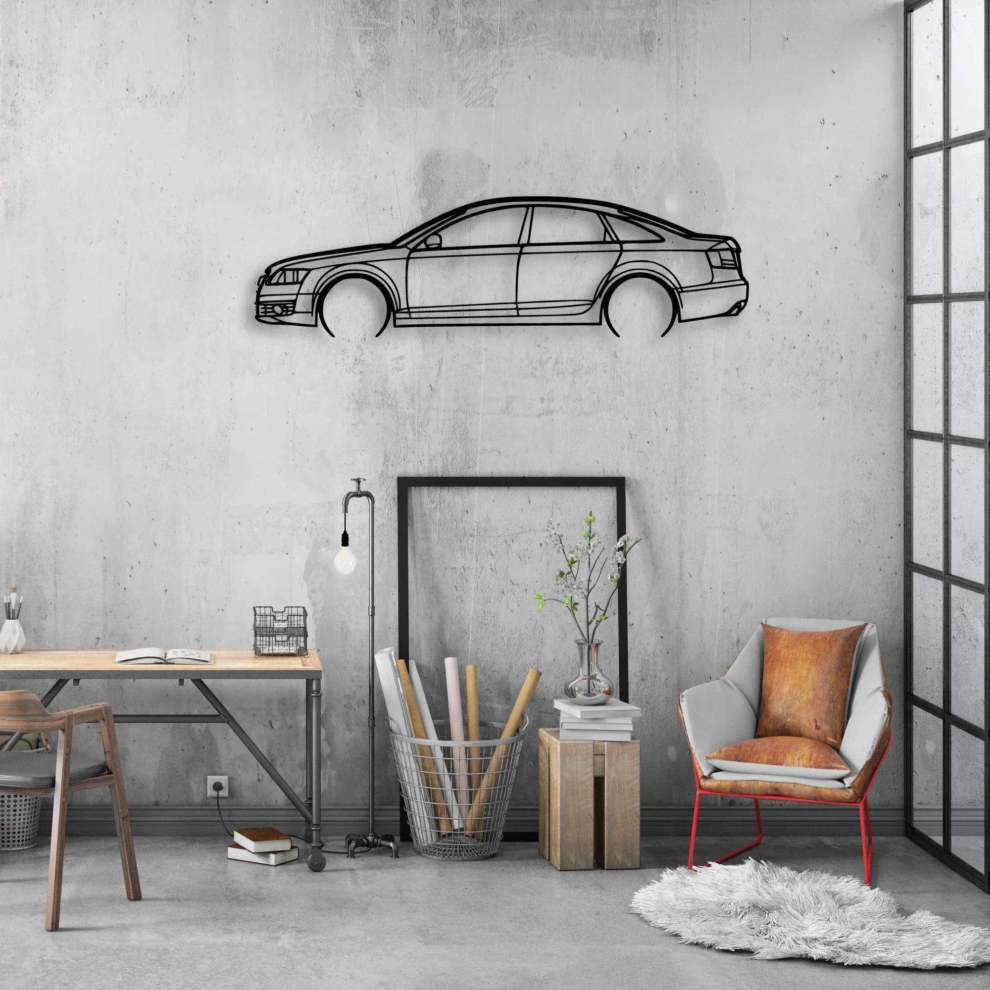 A6 2006 Classic Silhouette Metal Wall Art - Automotive Garage Decor