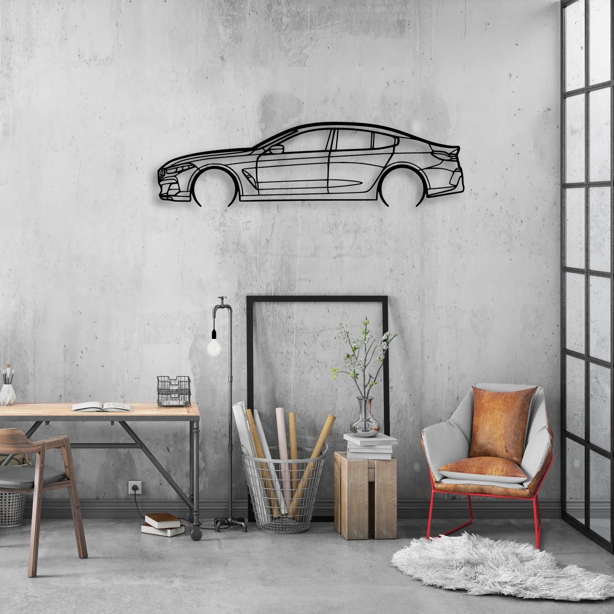 Alpina B8 Classic Silhouette Metal Wall Art - Automotive Garage Decor