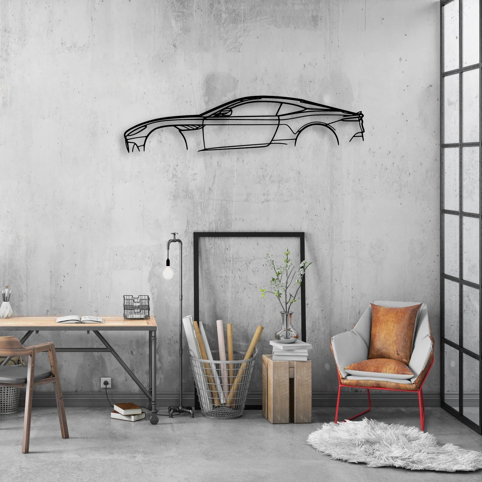 Aston DBS Superleggera Classic Silhouette Metal Wall Art - Automotive Garage Decor