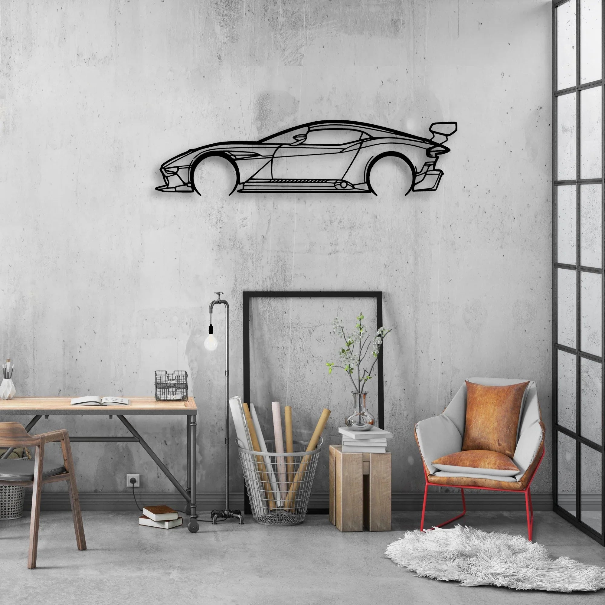 Aston Vulcan Classic Silhouette Metal Wall Art - Automotive Garage Decor
