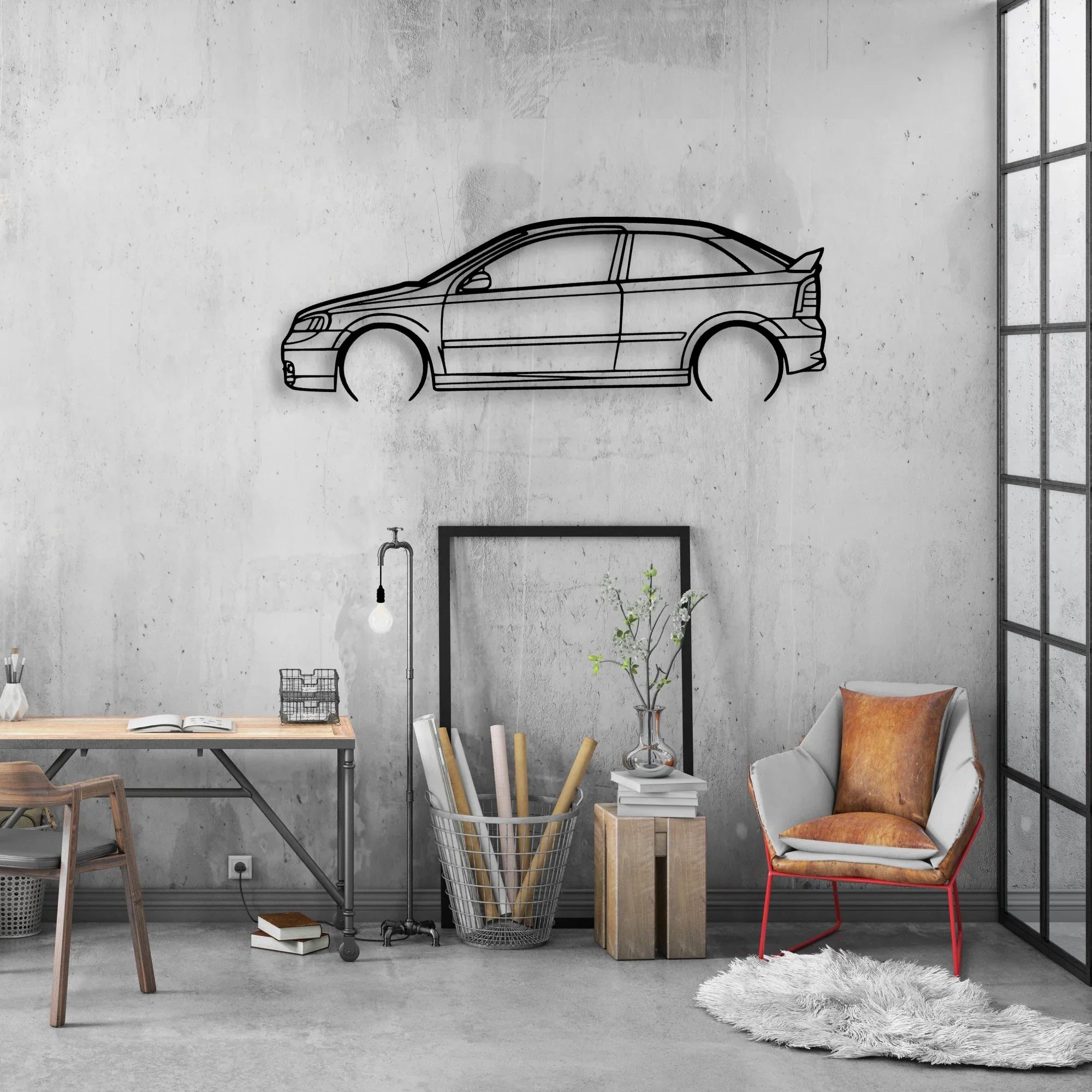 Astra 2000 Classic Silhouette Metal Wall Art - Automotive Garage Decor