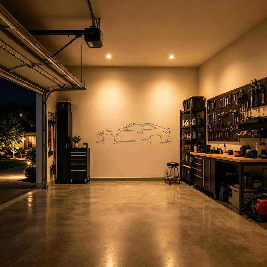 BMW M4 Detailed Silhouette Metal Wall Art - Automotive Garage Decor