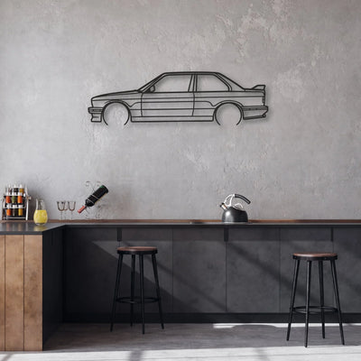 BMW E30 M3 Classic Silhouette Metal Wall Art - Automotive Garage Decor