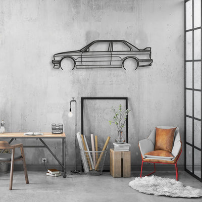 BMW E30 M3 Classic Silhouette Metal Wall Art - Automotive Garage Decor