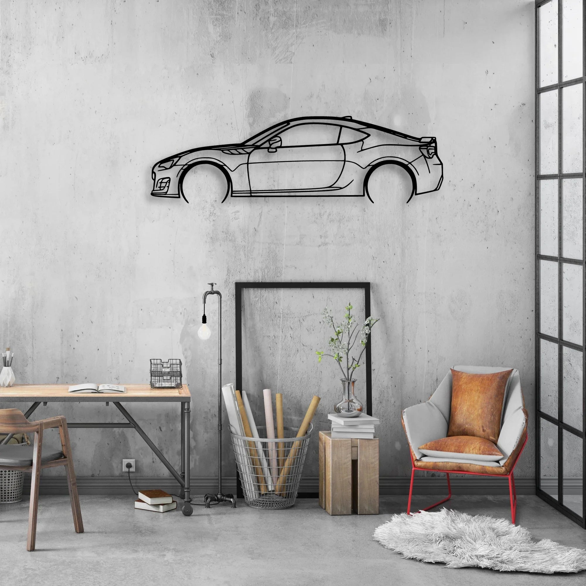 BRZ 2 Classic Silhouette Metal Wall Art - Automotive Garage Decor