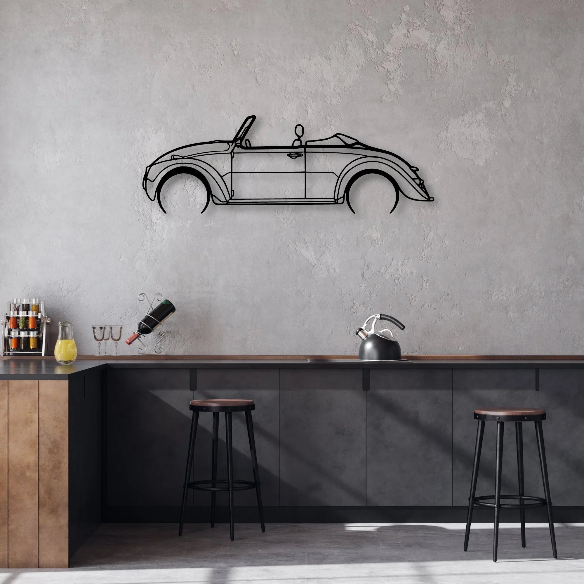 Beetle Speedster 1971 Classic Silhouette Metal Wall Art - Automotive Garage Decor