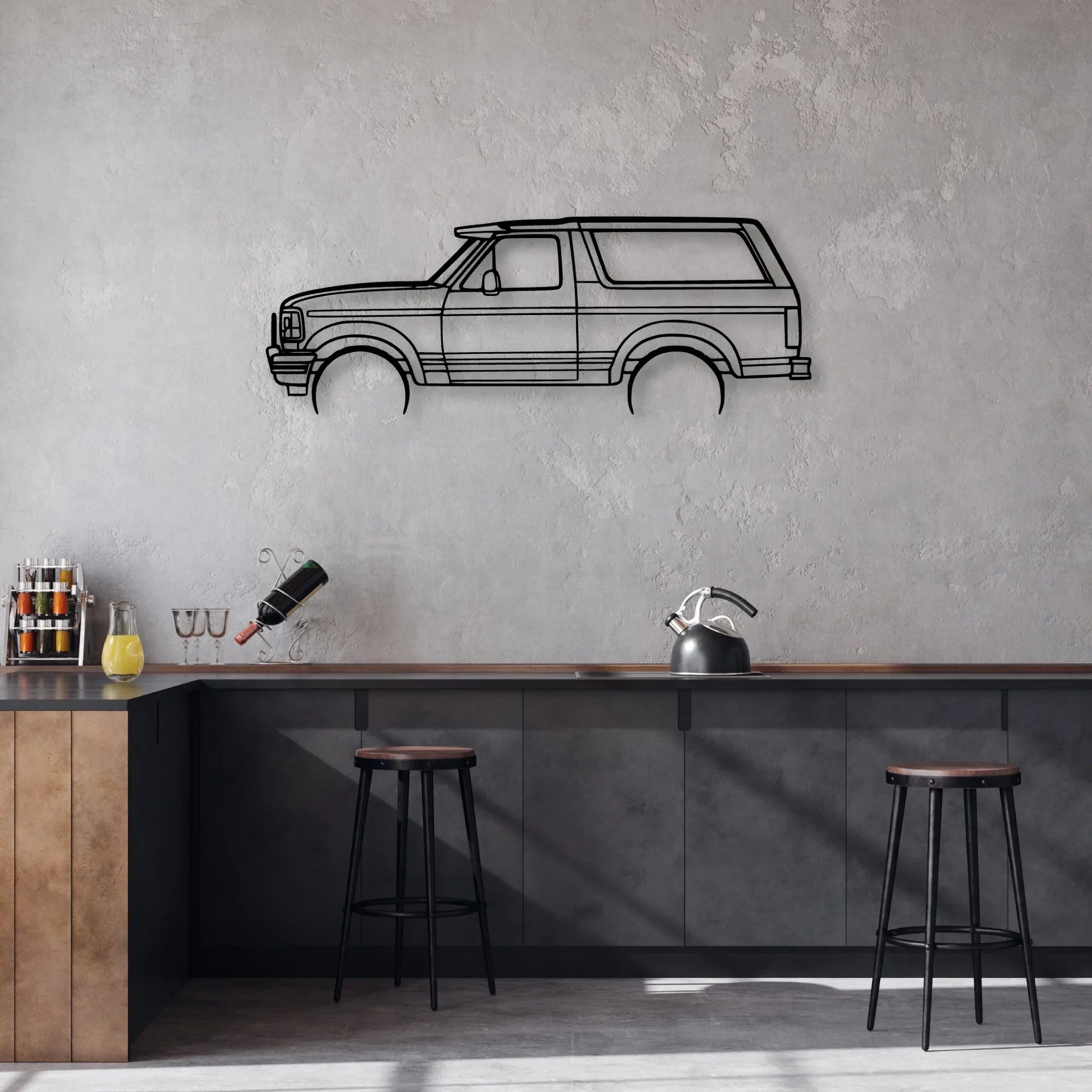 Bronco XLT 1995 Classic Silhouette Metal Wall Art - Automotive Garage Decor