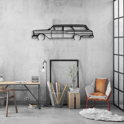 Brookwood Wagon 1958 Classic Silhouette Metal Wall Art - Automotive Garage Decor