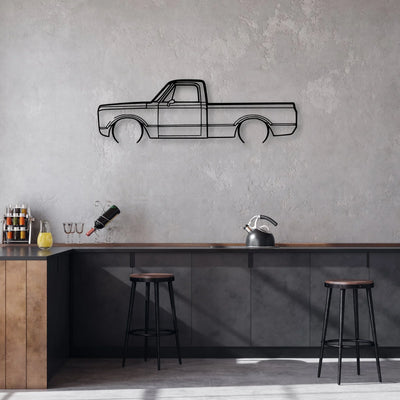 C-10 1971 2 Classic Silhouette Metal Wall Art - Automotive Garage Decor