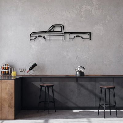 C10 Stepside 1968 Classic Silhouette Metal Wall Art - Automotive Garage Decor