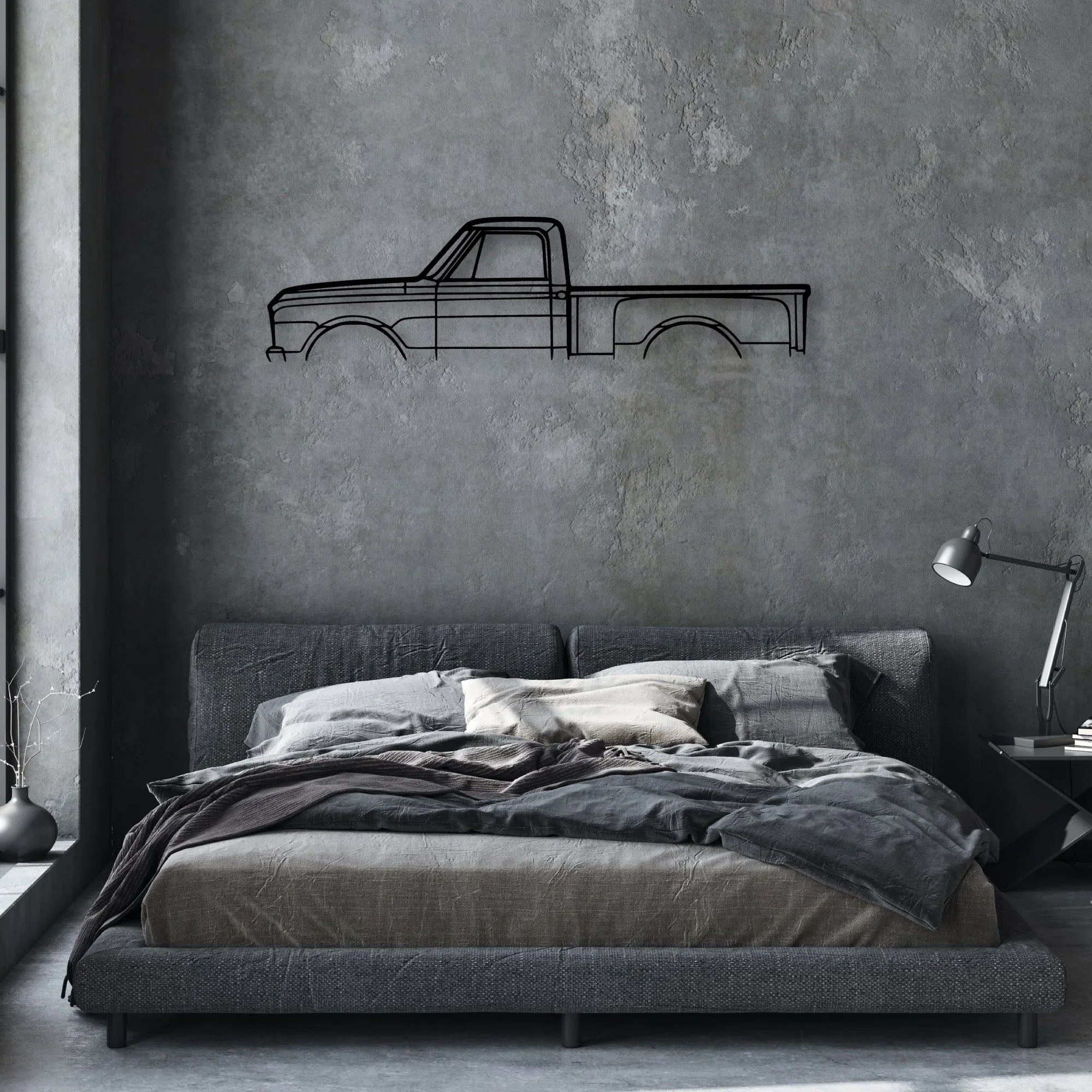 C10 Stepside 1968 Classic Silhouette Metal Wall Art - Automotive Garage Decor
