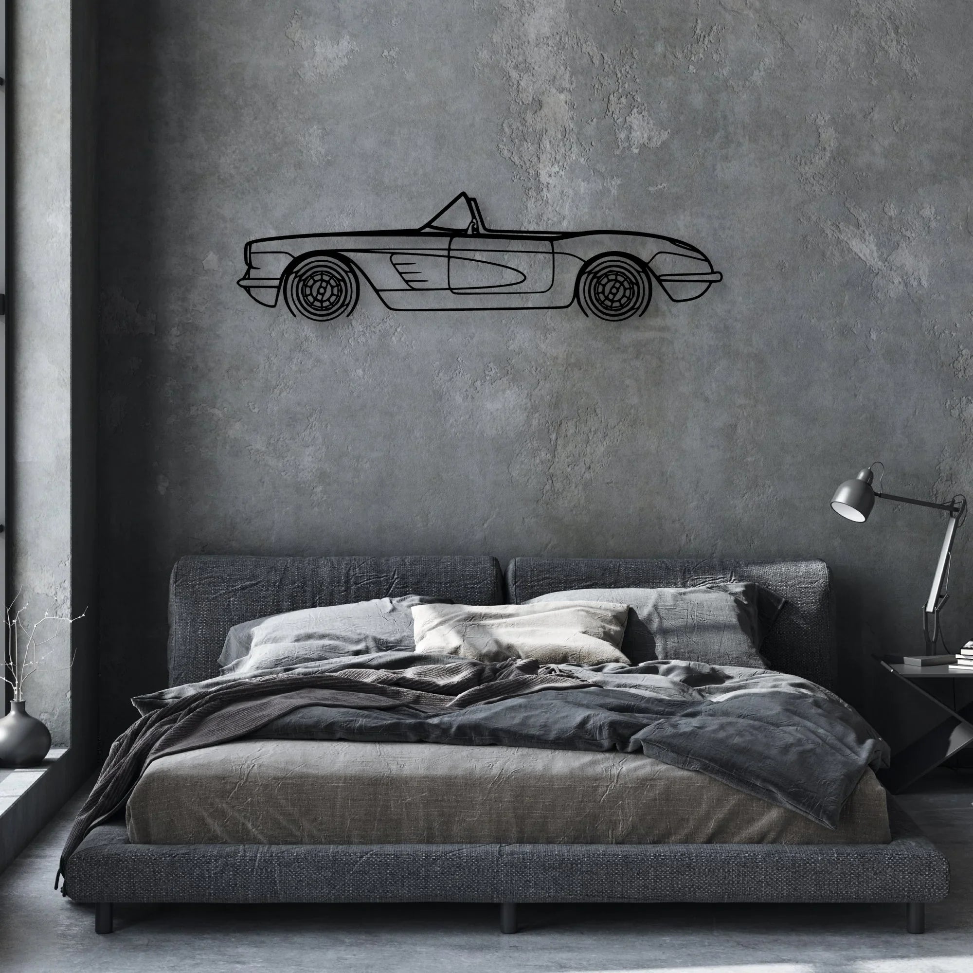 C1 1960 Classic Silhouette Metal Wall Art - Automotive Garage Decor