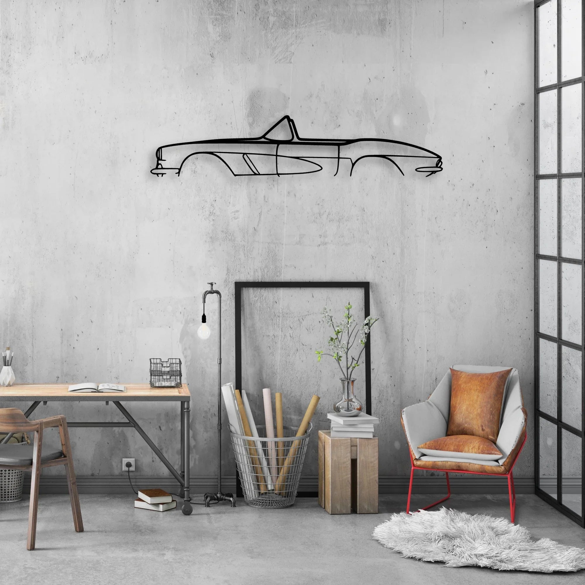 C1 1962 Classic Silhouette Metal Wall Art - Automotive Garage Decor