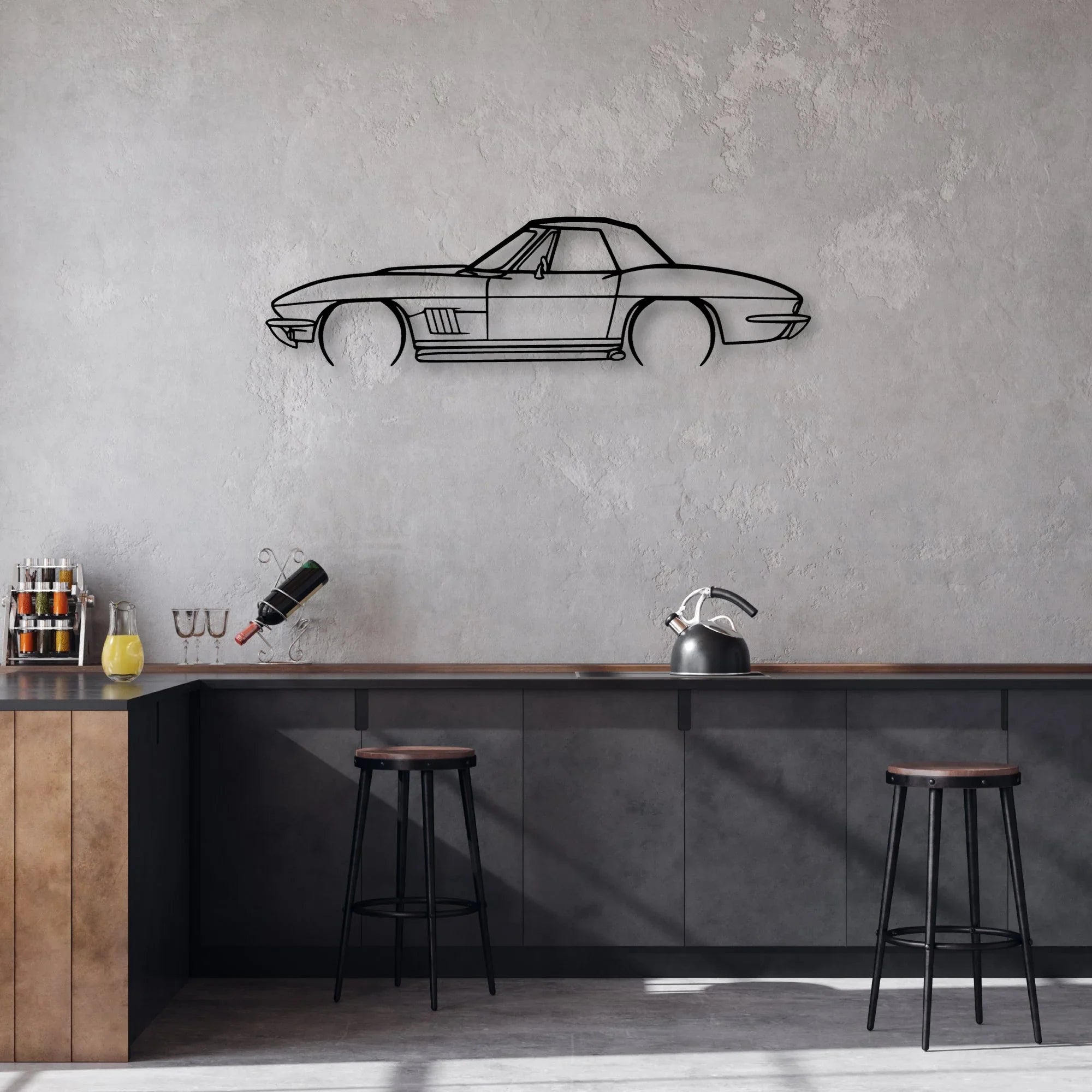 C2 427 1967 Classic Silhouette Metal Wall Art - Automotive Garage Decor