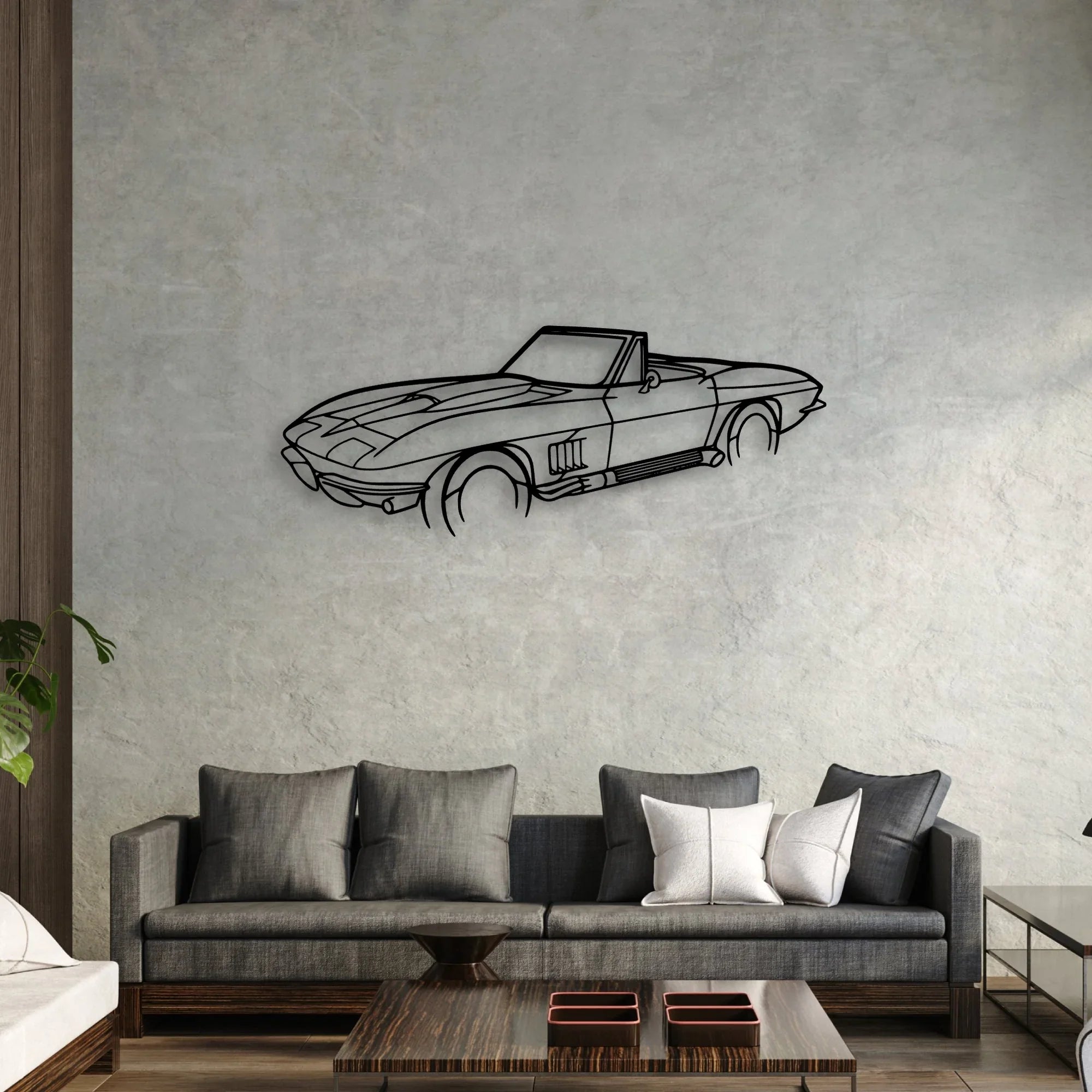 C2 Angle 2 Classic Silhouette Metal Wall Art - Automotive Garage Decor