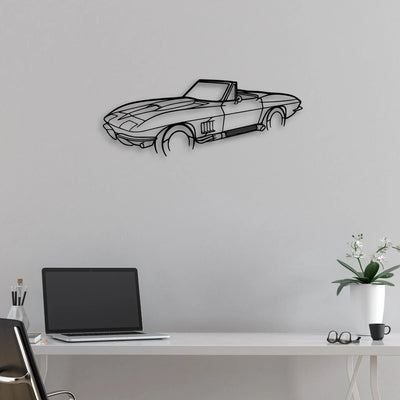 C2 Angle 2 Classic Silhouette Metal Wall Art - Automotive Garage Decor