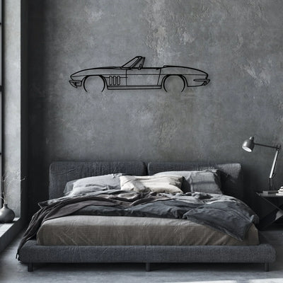 C2 Convertible 1966 Classic Silhouette Metal Wall Art - Automotive Garage Decor