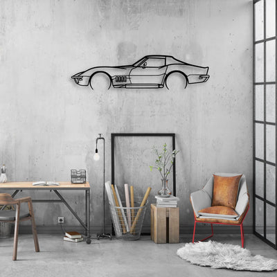 C3 1969 Classic Silhouette Metal Wall Art - Automotive Garage Decor
