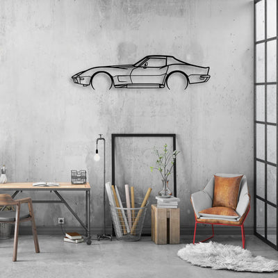 C3 1973 Classic Silhouette Metal Wall Art - Automotive Garage Decor