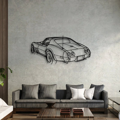 C3 1976 Angle Classic Silhouette Metal Wall Art - Automotive Garage Decor