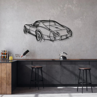 C3 1976 Angle Classic Silhouette Metal Wall Art - Automotive Garage Decor