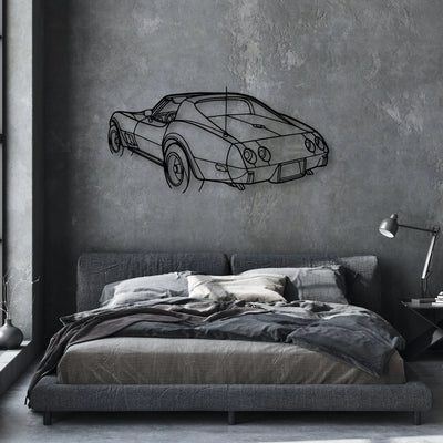 C3 1976 Angle Classic Silhouette Metal Wall Art - Automotive Garage Decor
