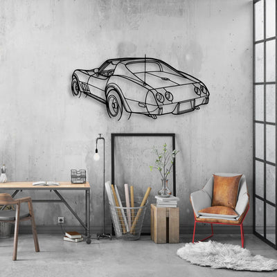 C3 1976 Angle Classic Silhouette Metal Wall Art - Automotive Garage Decor