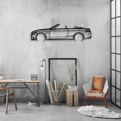 C63S Cabrio 2017 Classic Silhouette Metal Wall Art - Automotive Garage Decor