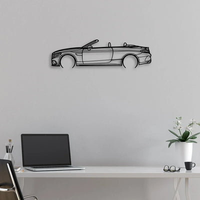 C63S Cabrio 2017 Classic Silhouette Metal Wall Art - Automotive Garage Decor