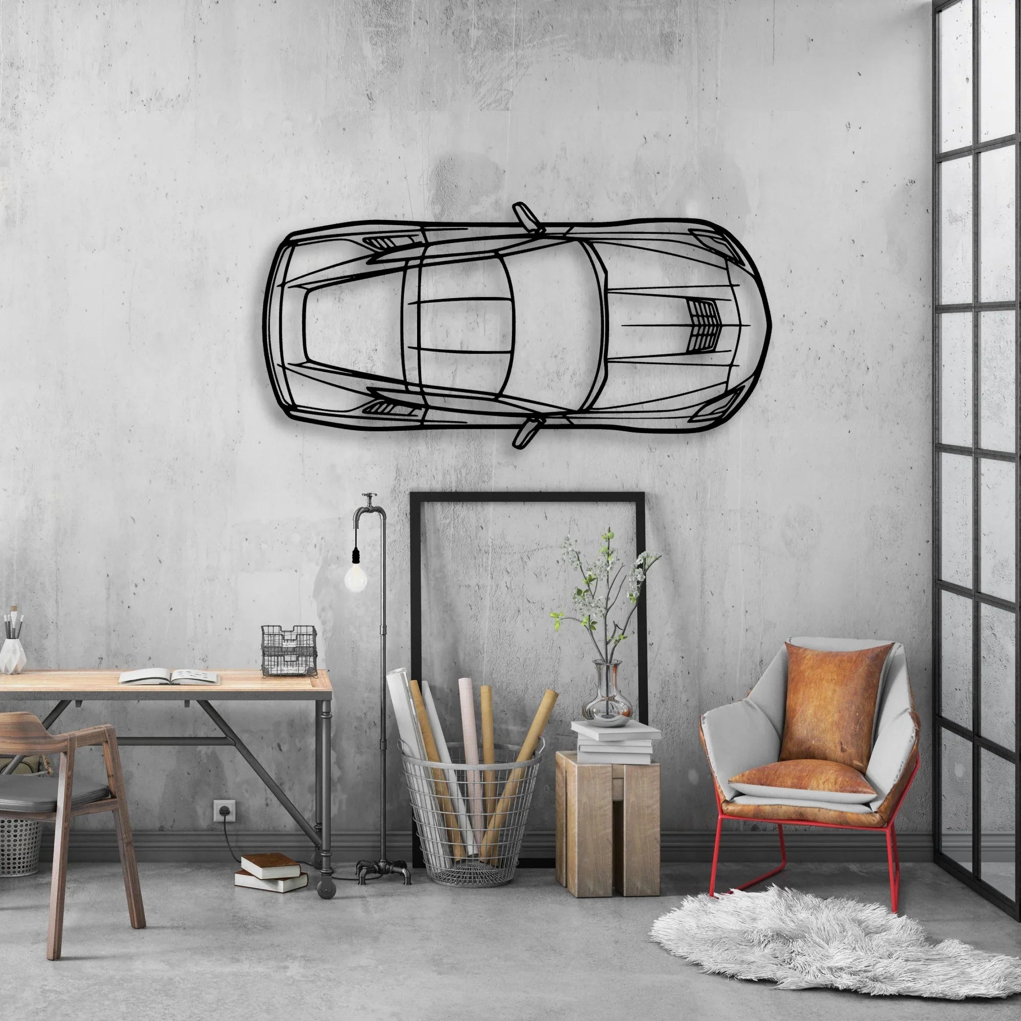 C7 TOP Classic Silhouette Metal Wall Art - Automotive Garage Decor