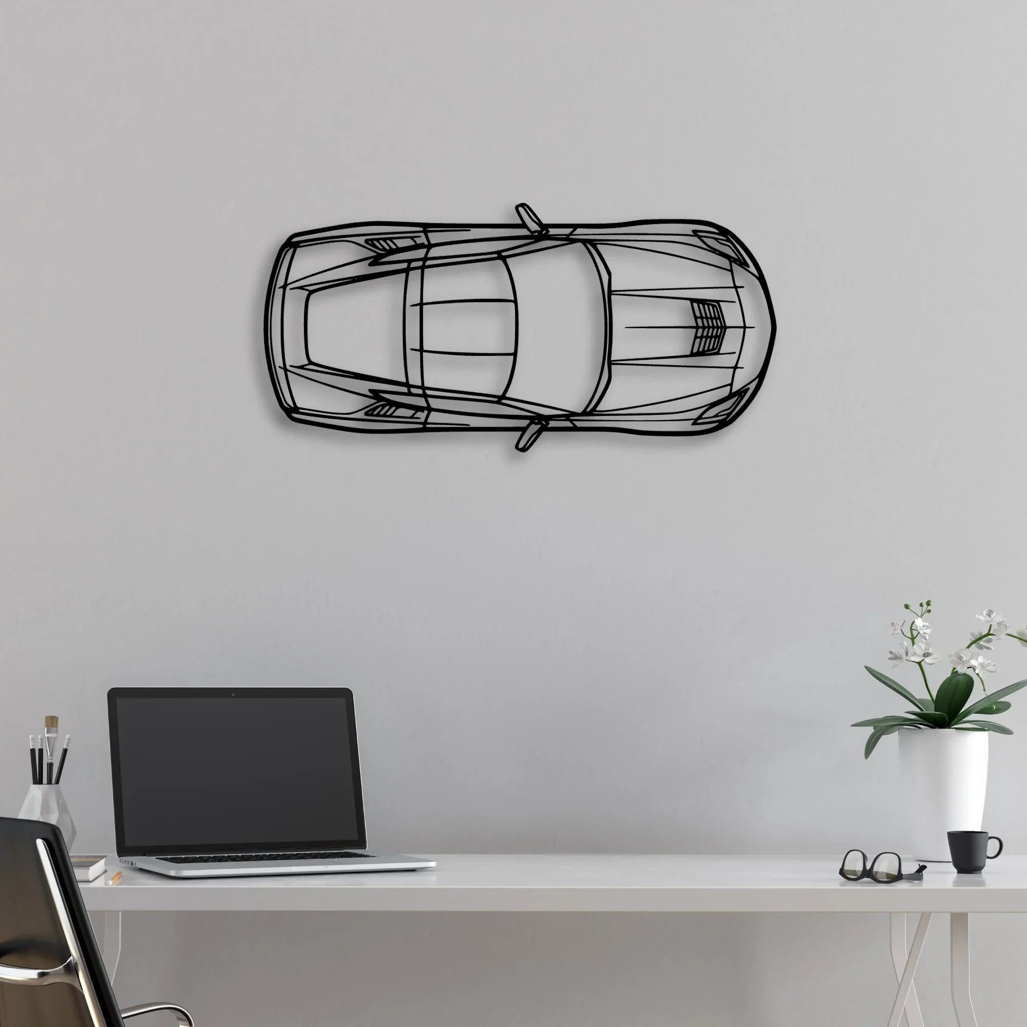 C7 TOP Classic Silhouette Metal Wall Art - Automotive Garage Decor